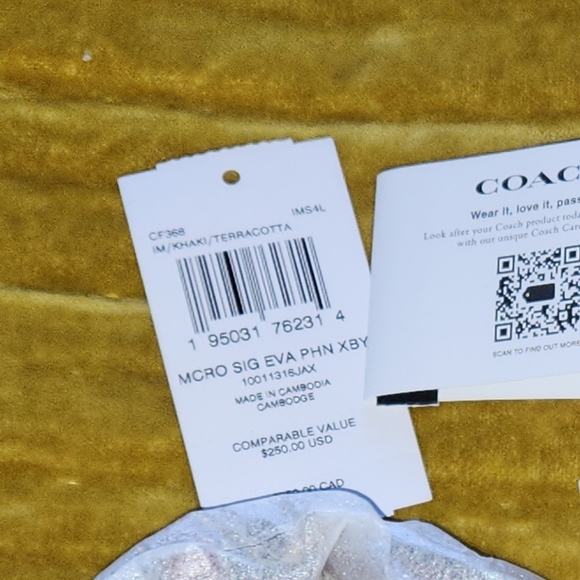 Coach Micro Signature EVA Phone Crossbody in Khaki/Terracotta NWT - Picture 6 of 6